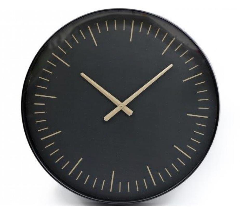 50cm Black and Gold Wall Clock - Round Battery-Operated Modern Decor with Plastic Frame - BerPar