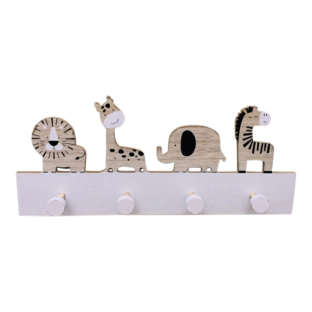Baby Animal Hooks on Wooden Base - Cute and Functional Kids’ Room Wall Decor - BerPar