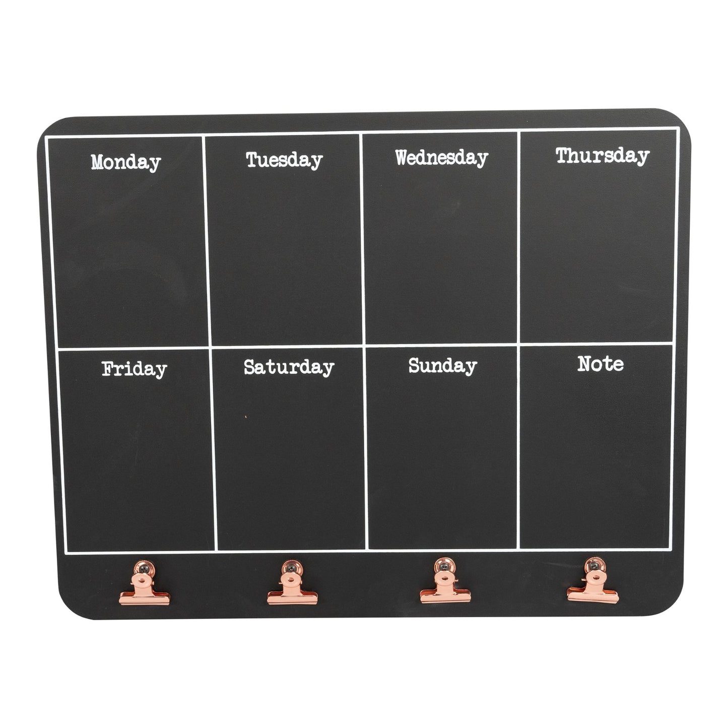 Black Weekly Memo Board With Copper Clips - BerPar