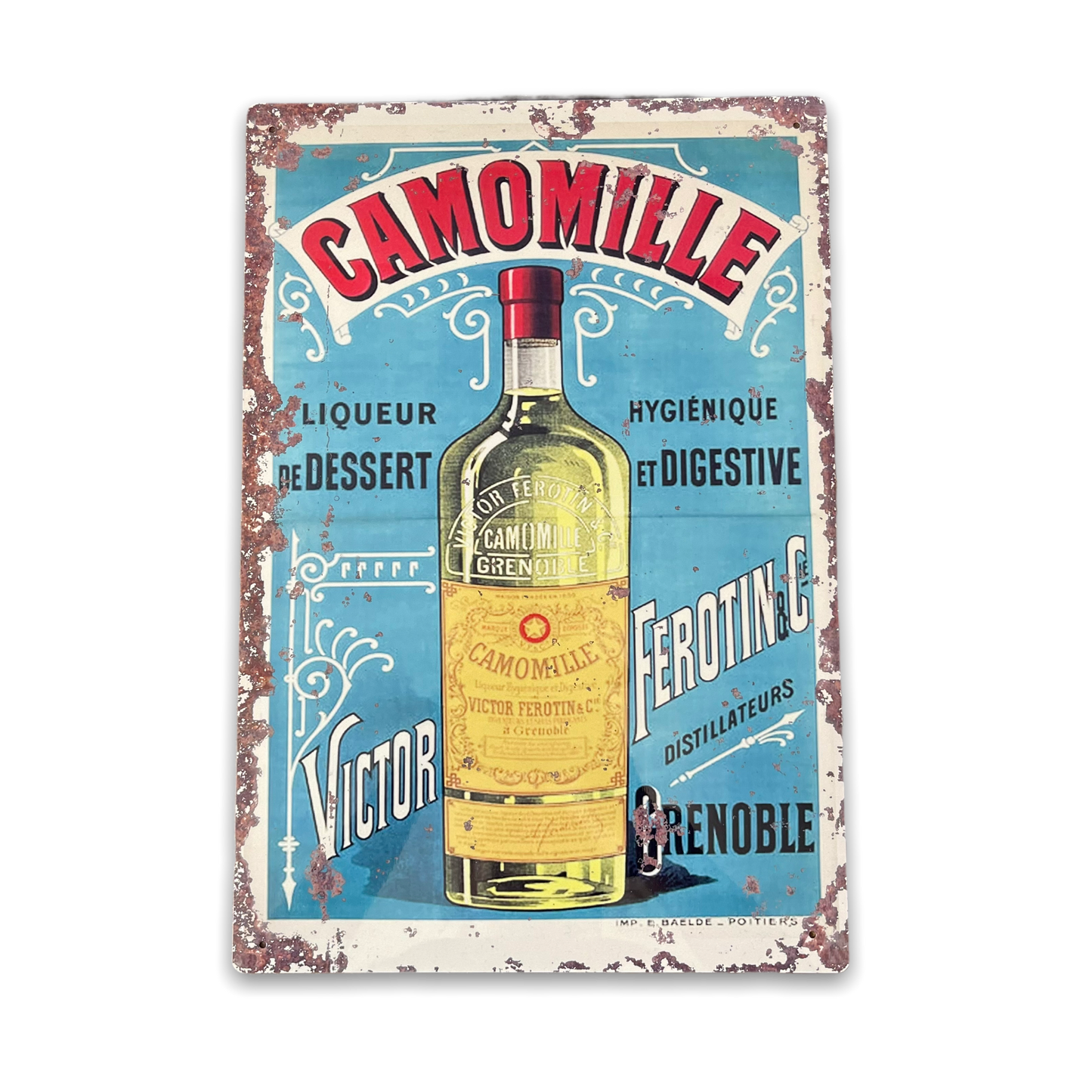 Vintage Metal Sign - Retro Advertising, Camomile Liqueur - BerPar