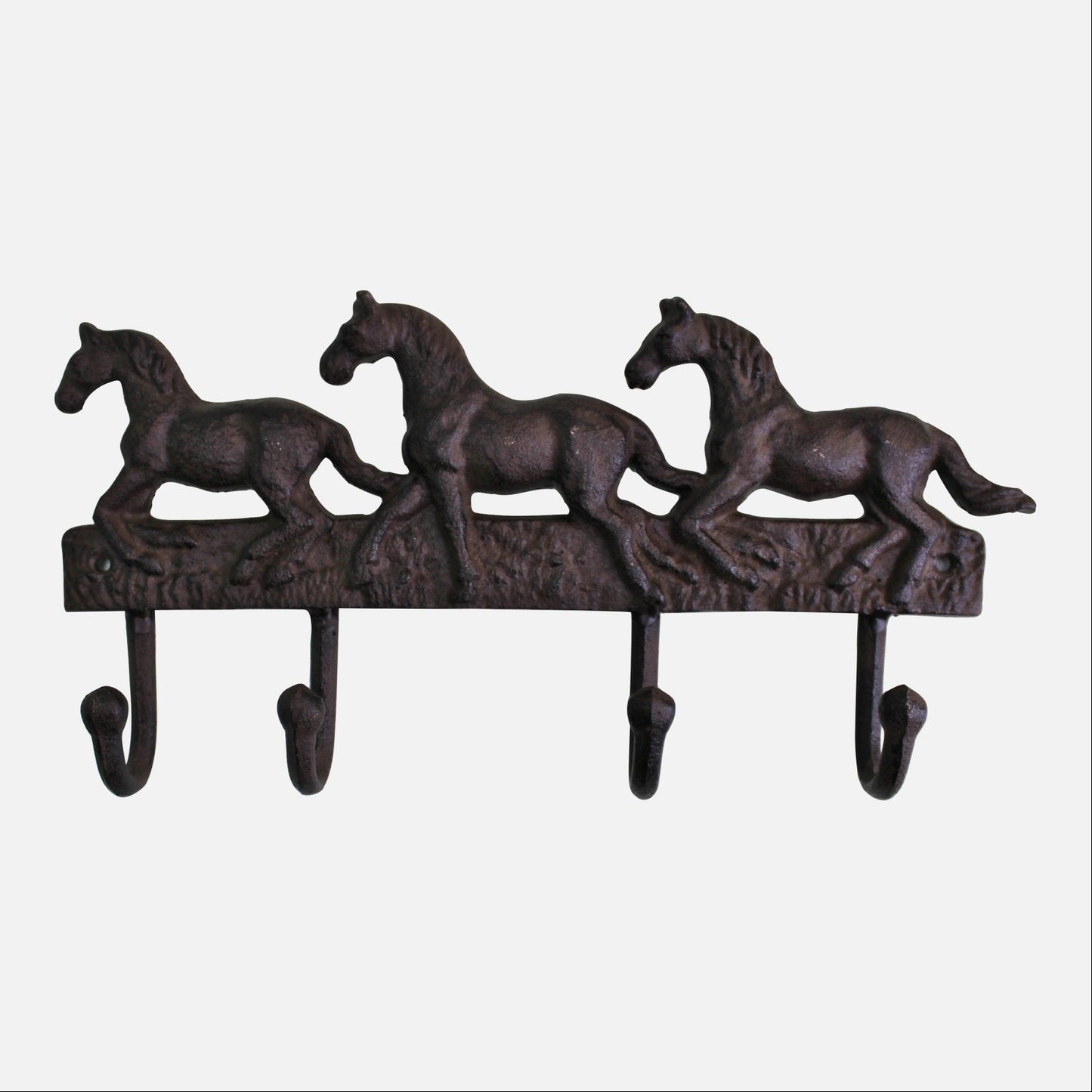 Rustic Cast Iron Wall Hooks, Three Horses - BerPar