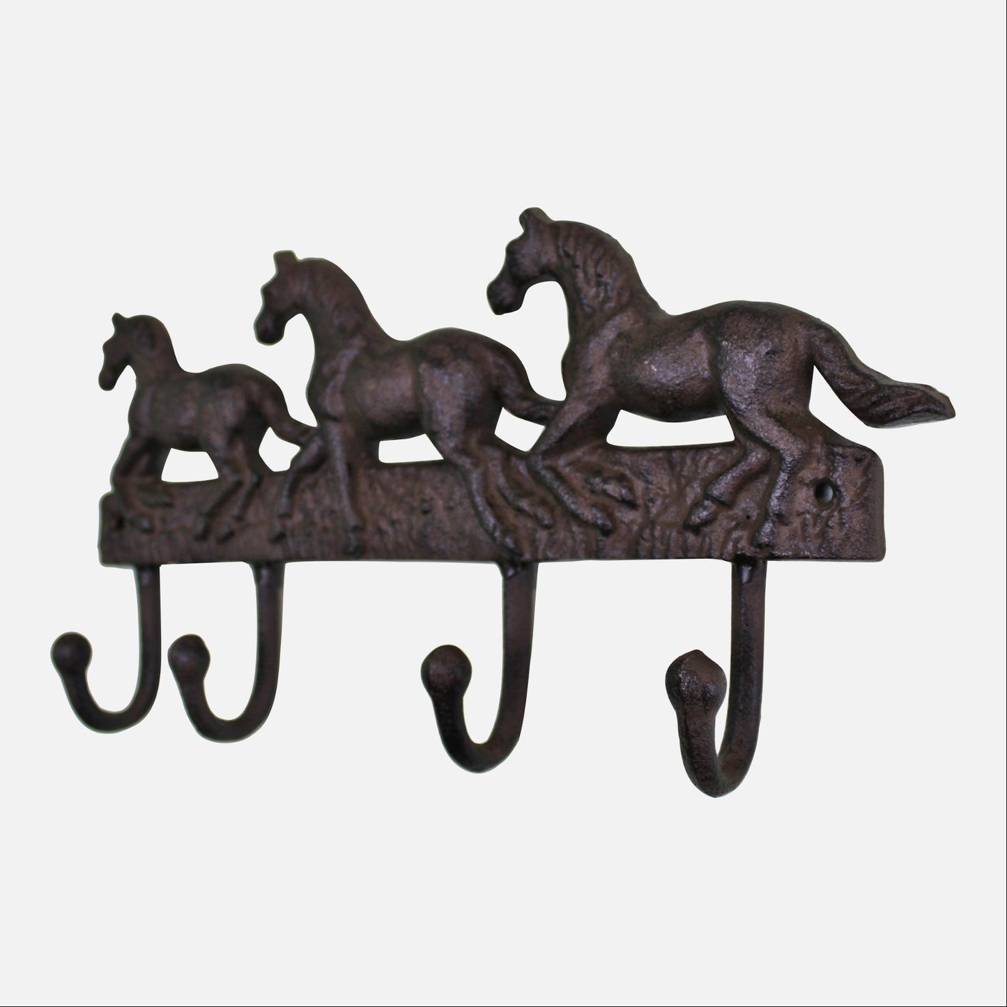 Rustic Cast Iron Wall Hooks, Three Horses - BerPar