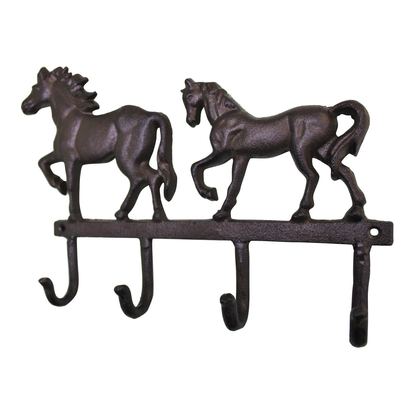Rustic Cast Iron Wall Hooks, Two Horses - BerPar