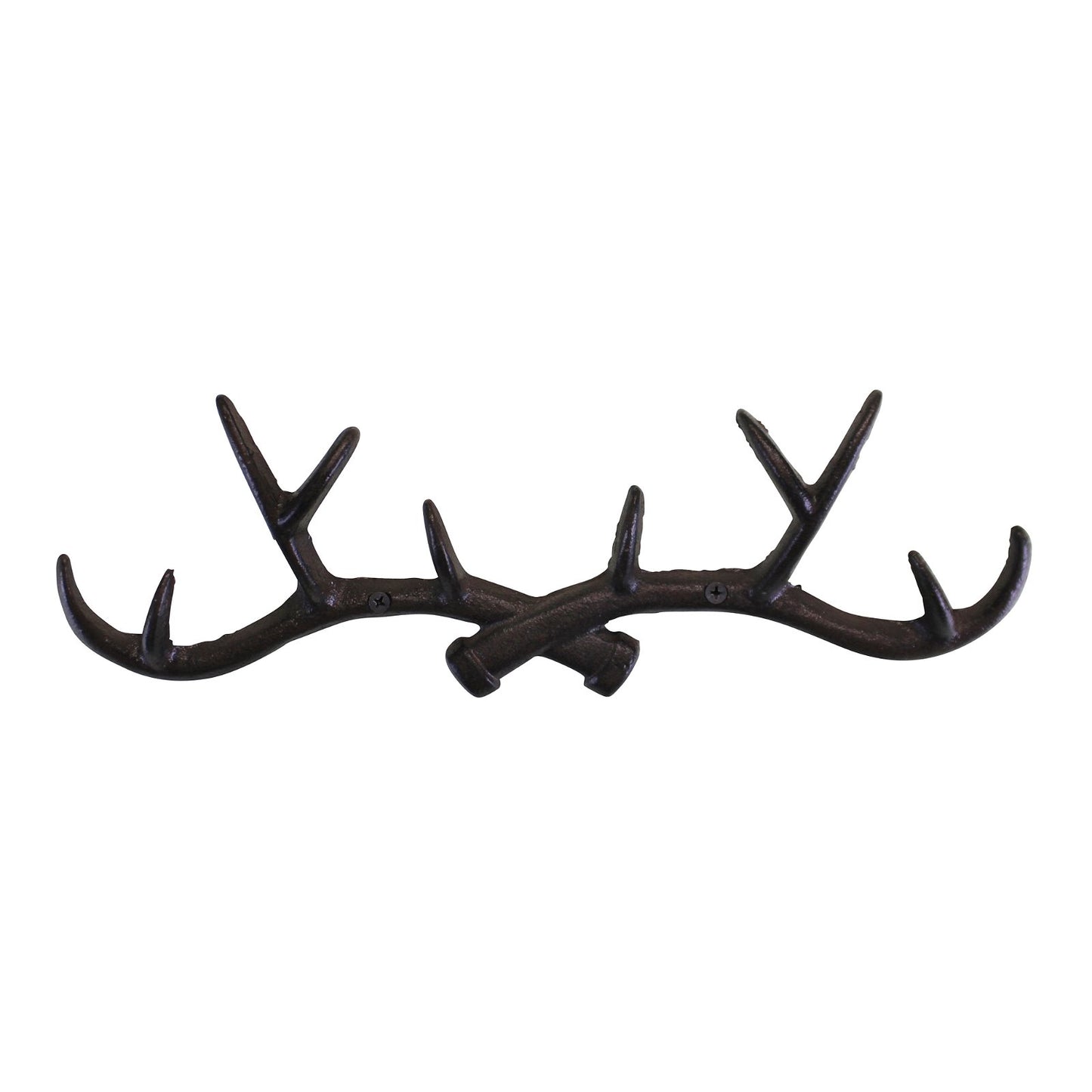 Rustic Cast Iron Wall Hooks, Stag Antlers, Large - BerPar