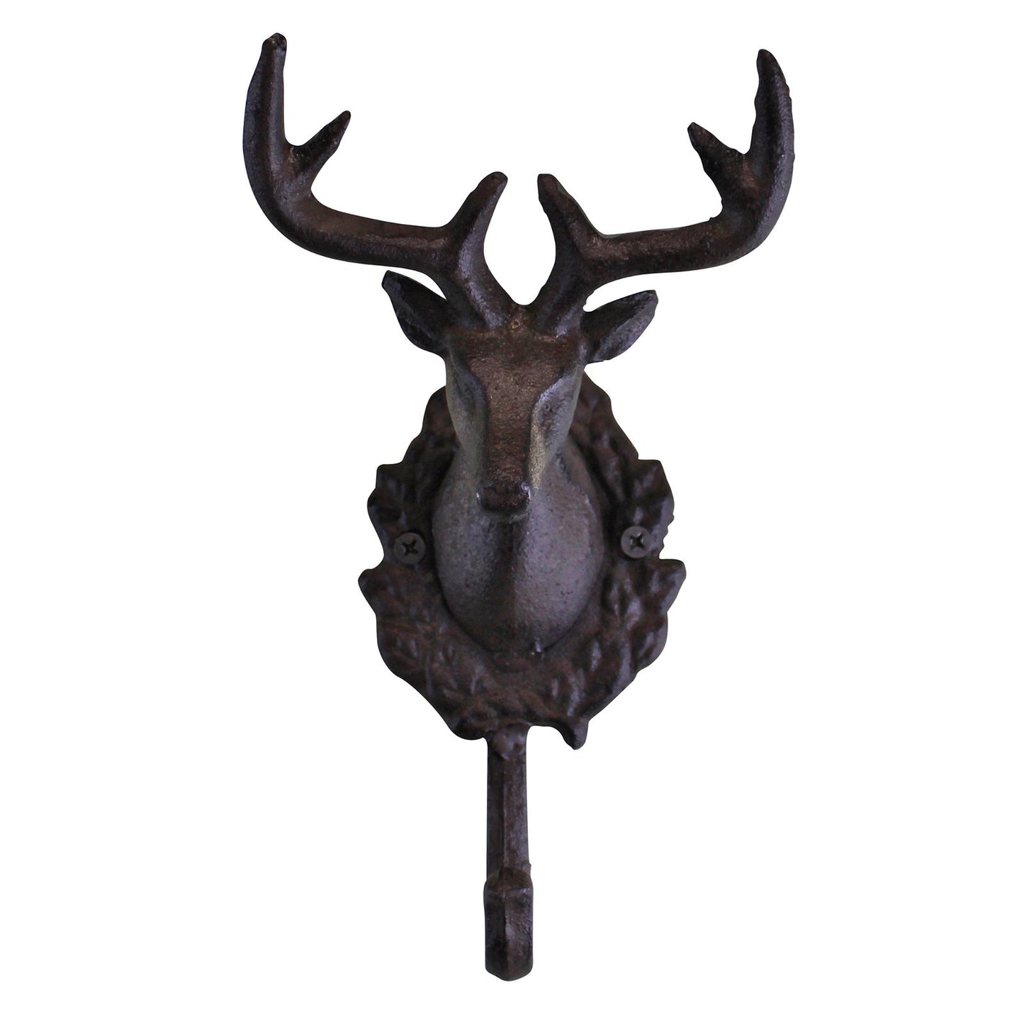 Rustic Cast Iron Wall Hooks, Single Stag Bust - BerPar