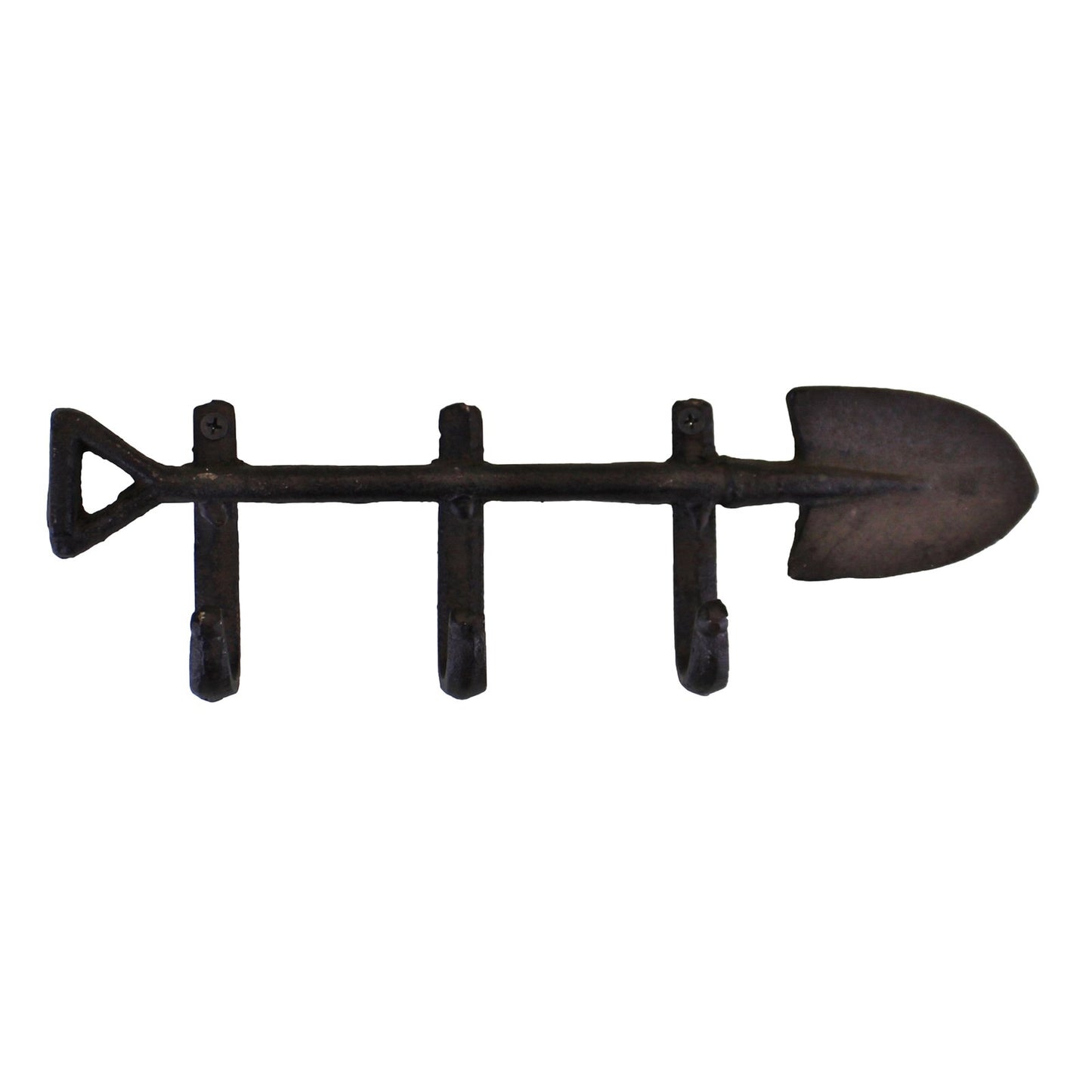Rustic Cast Iron Wall Hooks, Garden Spade Design With 3 Hooks - BerPar