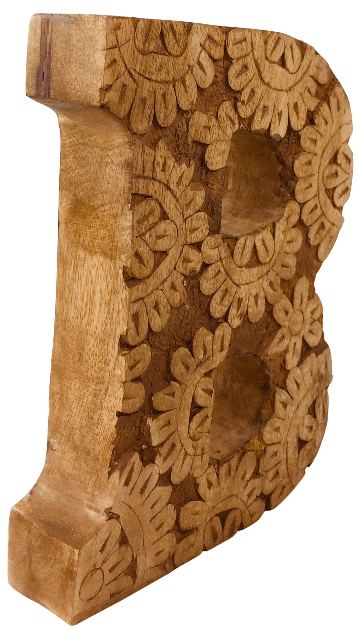 Hand Carved Wooden Flower Letter B - BerPar