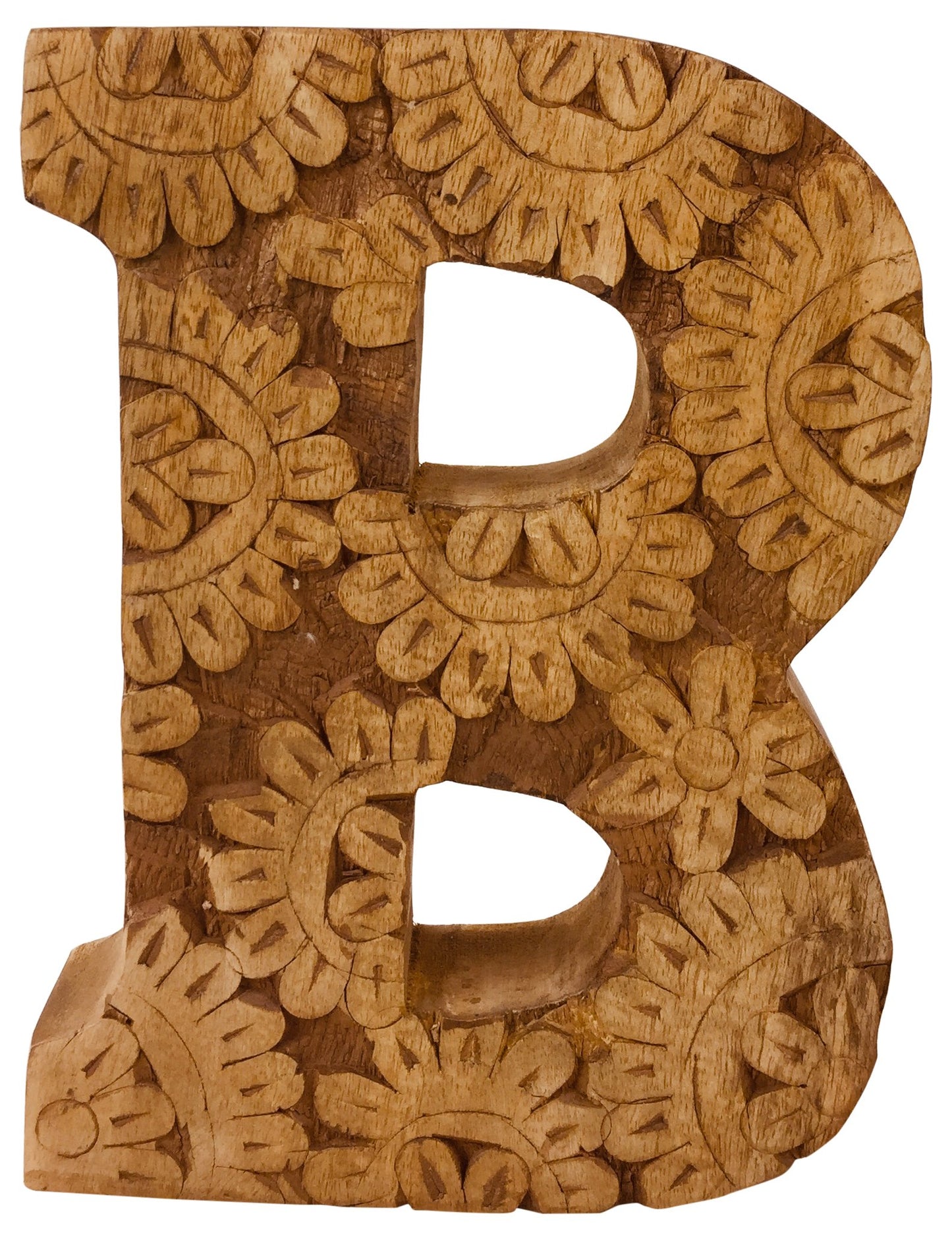 Hand Carved Wooden Flower Letter B - BerPar