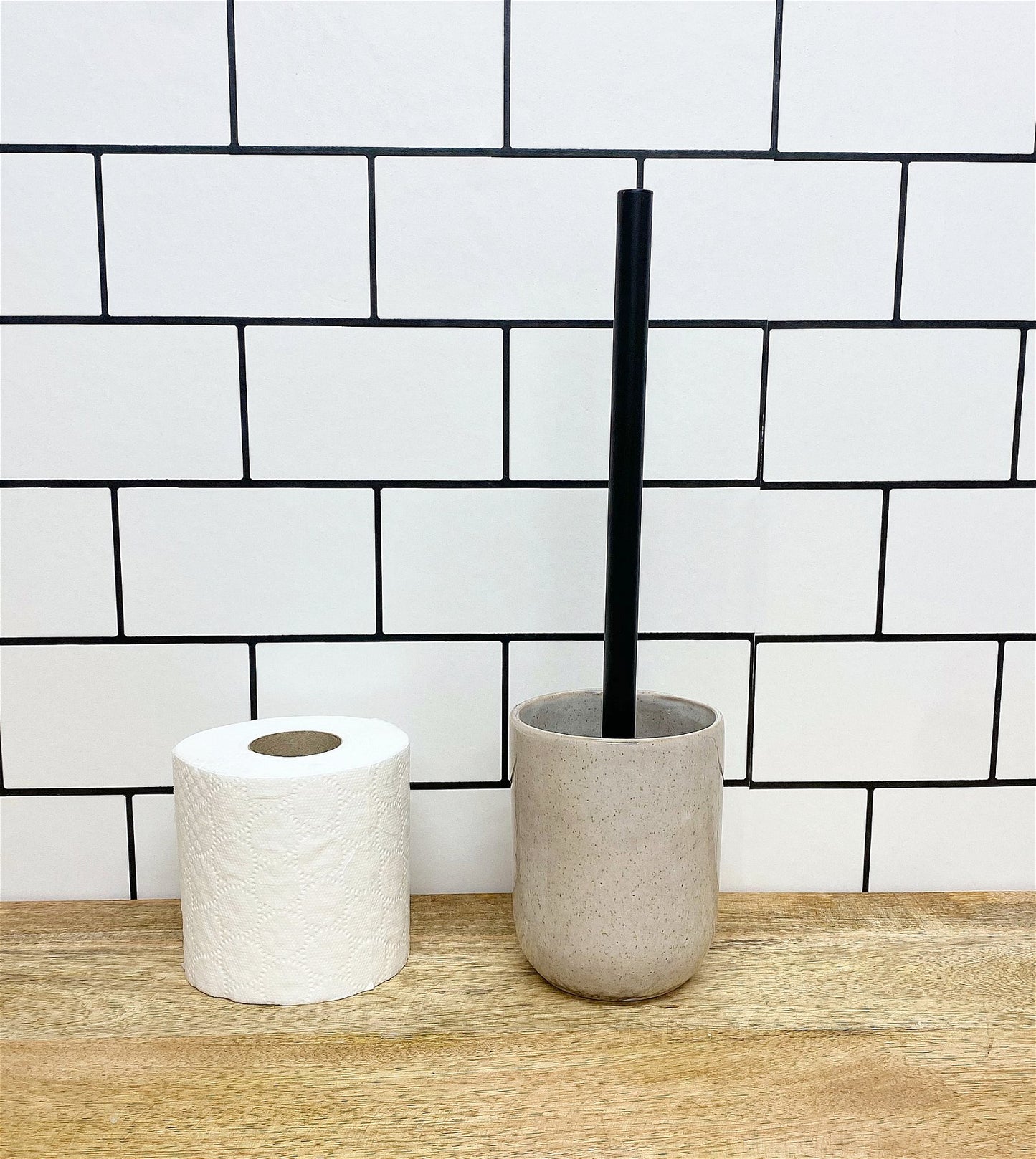 Taupe Ceramic Toilet Brush Holder - BerPar