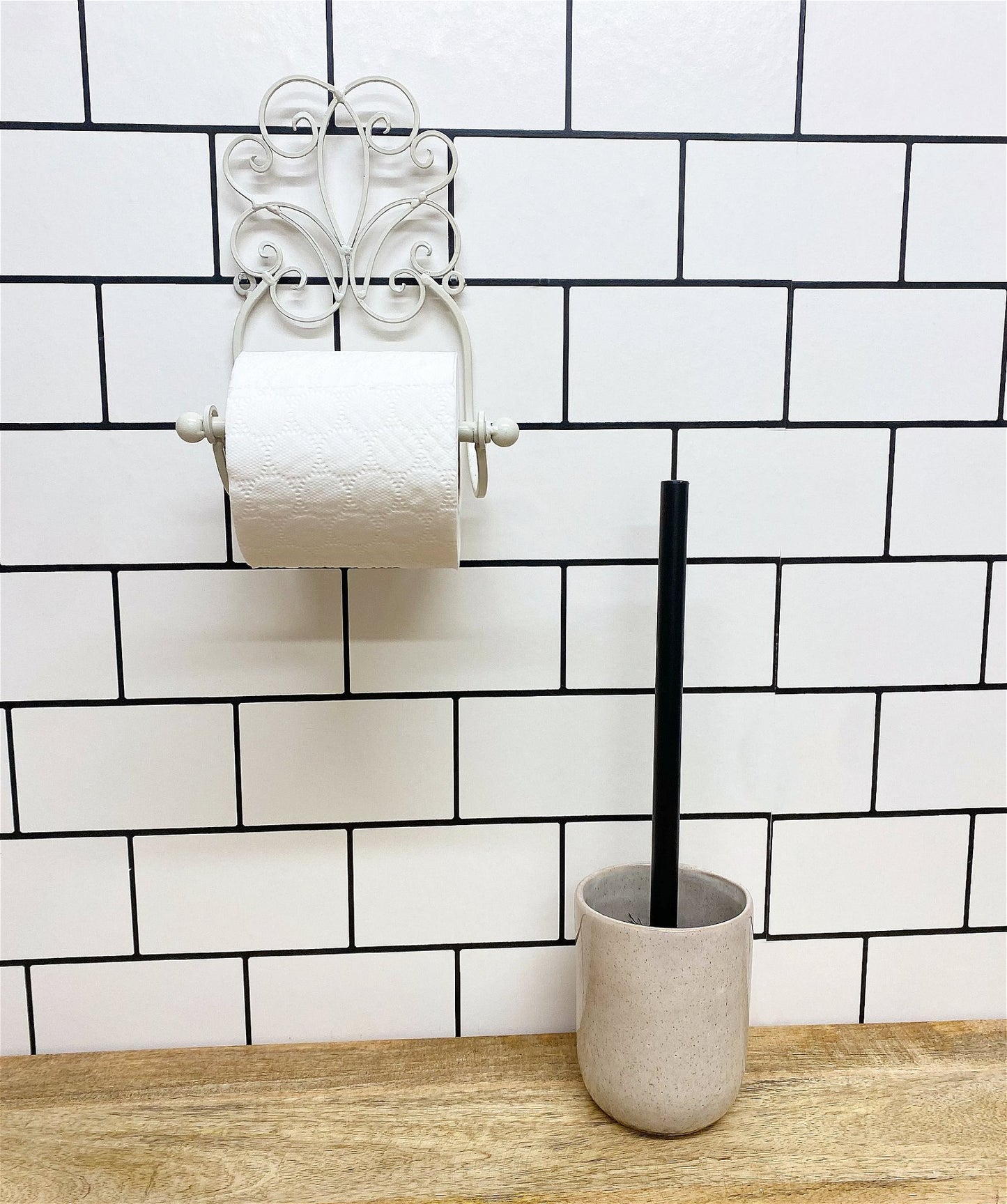 Taupe Ceramic Toilet Brush Holder - BerPar