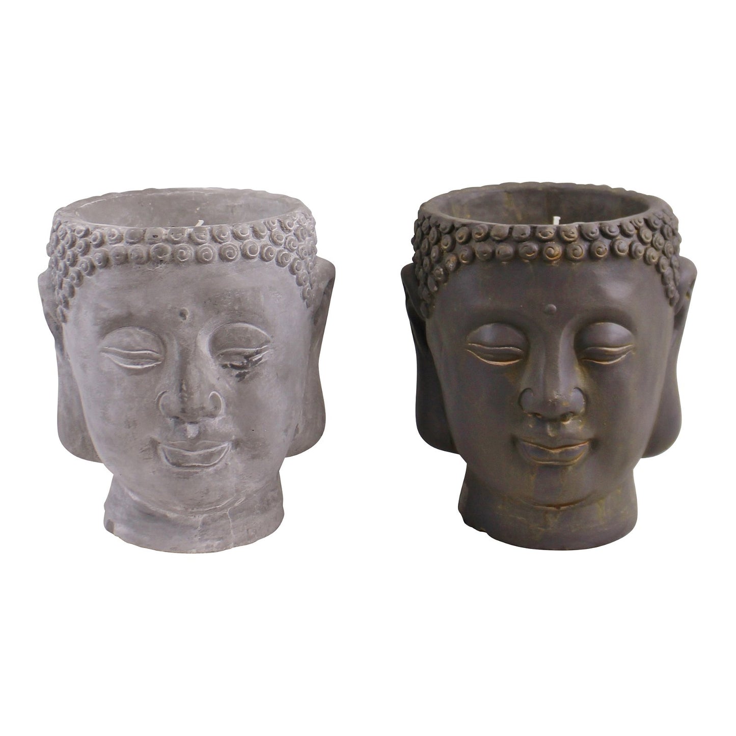 Set of 2 Large Cement Buddha Design Candles - BerPar