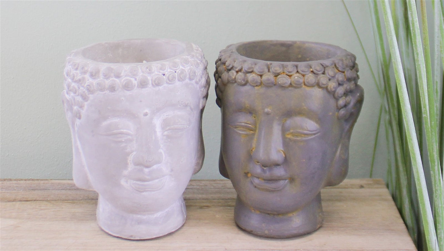 Set of 2 Small Cement Buddha Design Candles - BerPar