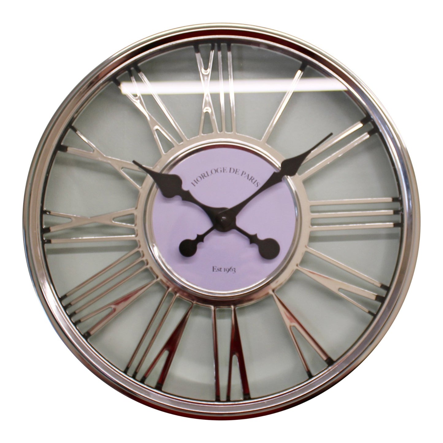 Large Silver Wall Clock 45cm - BerPar