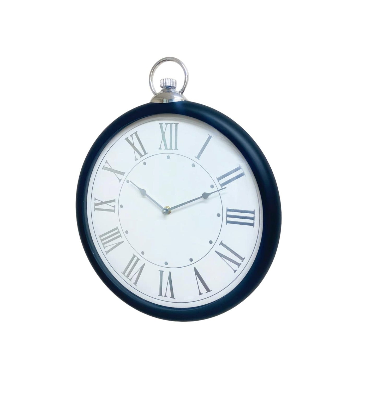 Round Black and Silver Clock 42cm - BerPar