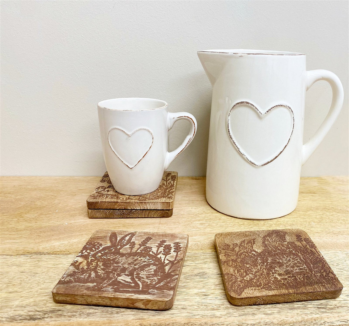Wooden Set of 4 Engraved Woodland Animal Scenes - BerPar