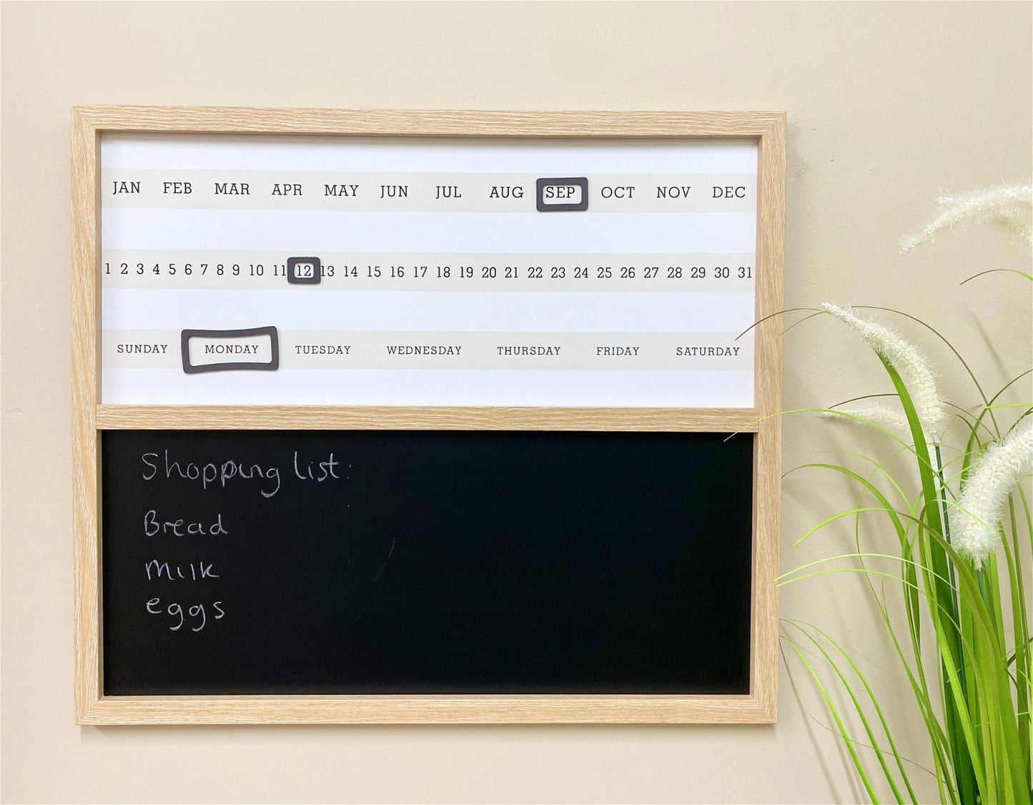 Wall Mounted Wooden Calender With Chalk Board - BerPar