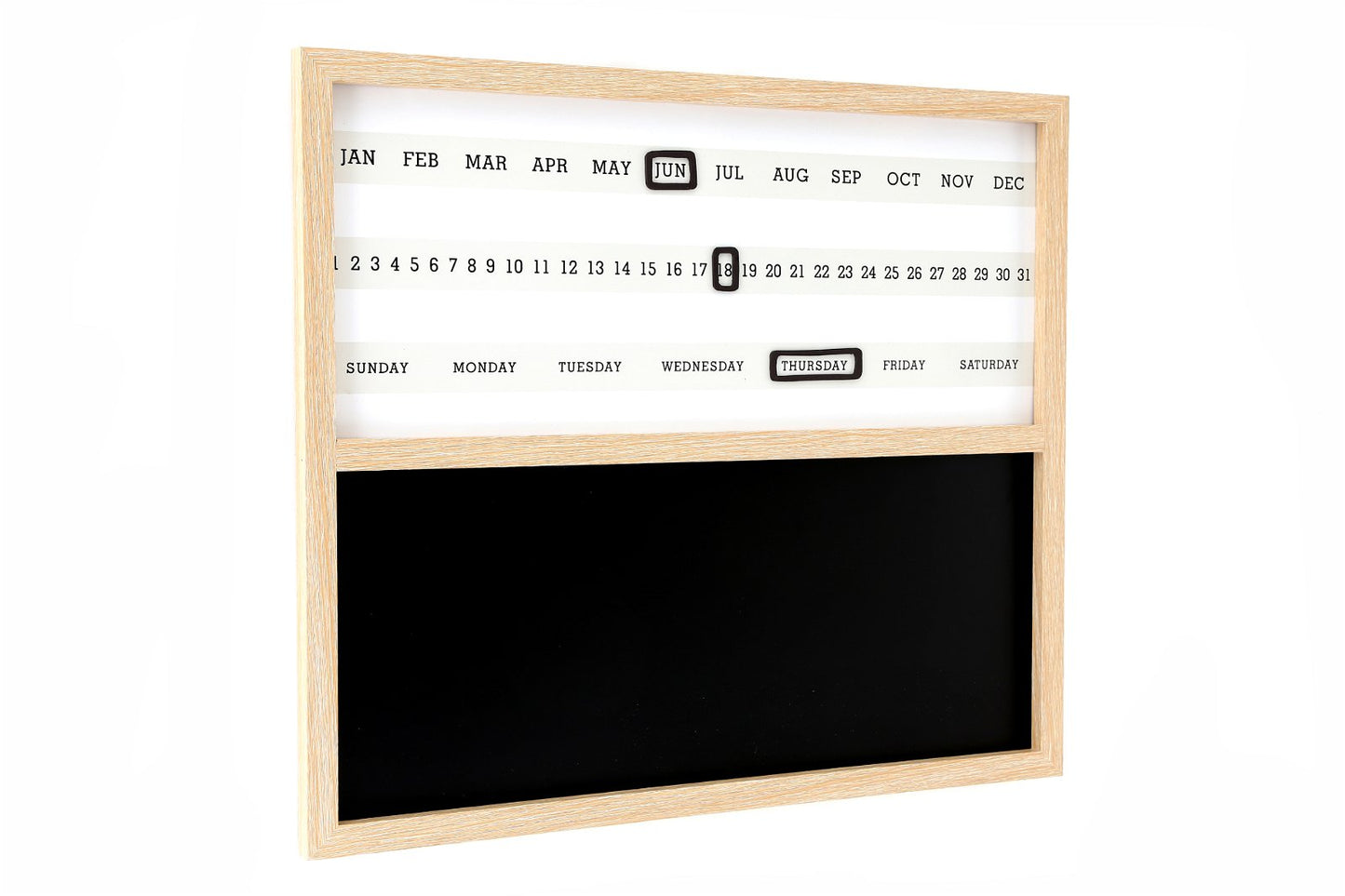 Wall Mounted Wooden Calender With Chalk Board - BerPar