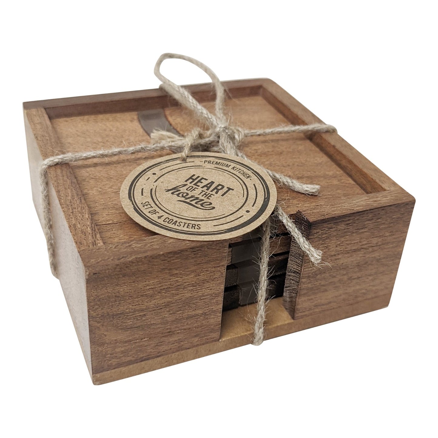 Wooden Wave Design Coasters In A Wooden Holder - BerPar