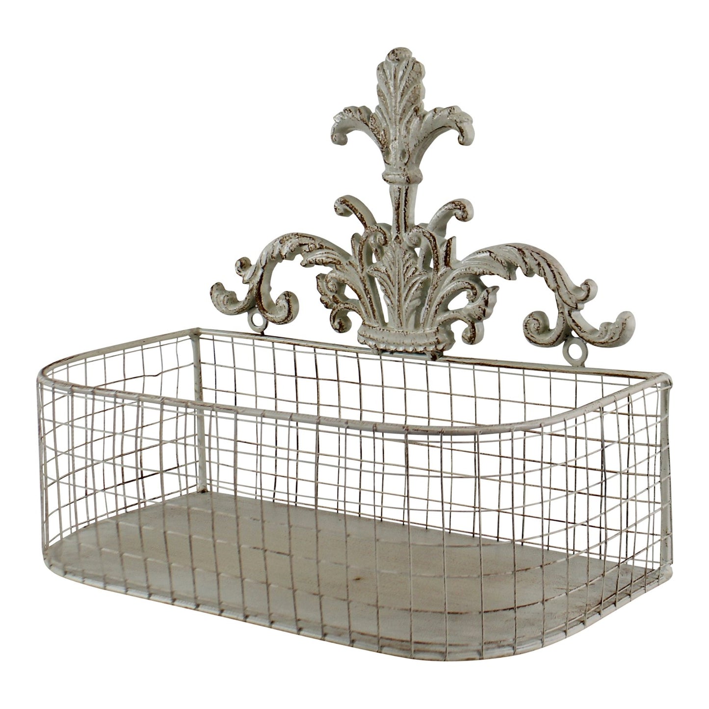 Set Of 2 Metal Wall Baskets In Cream - BerPar