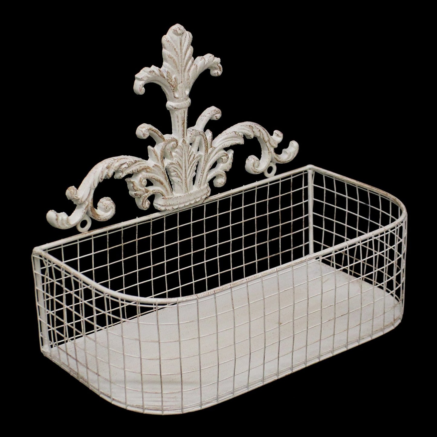 Set Of 2 Metal Wall Baskets In Cream - BerPar