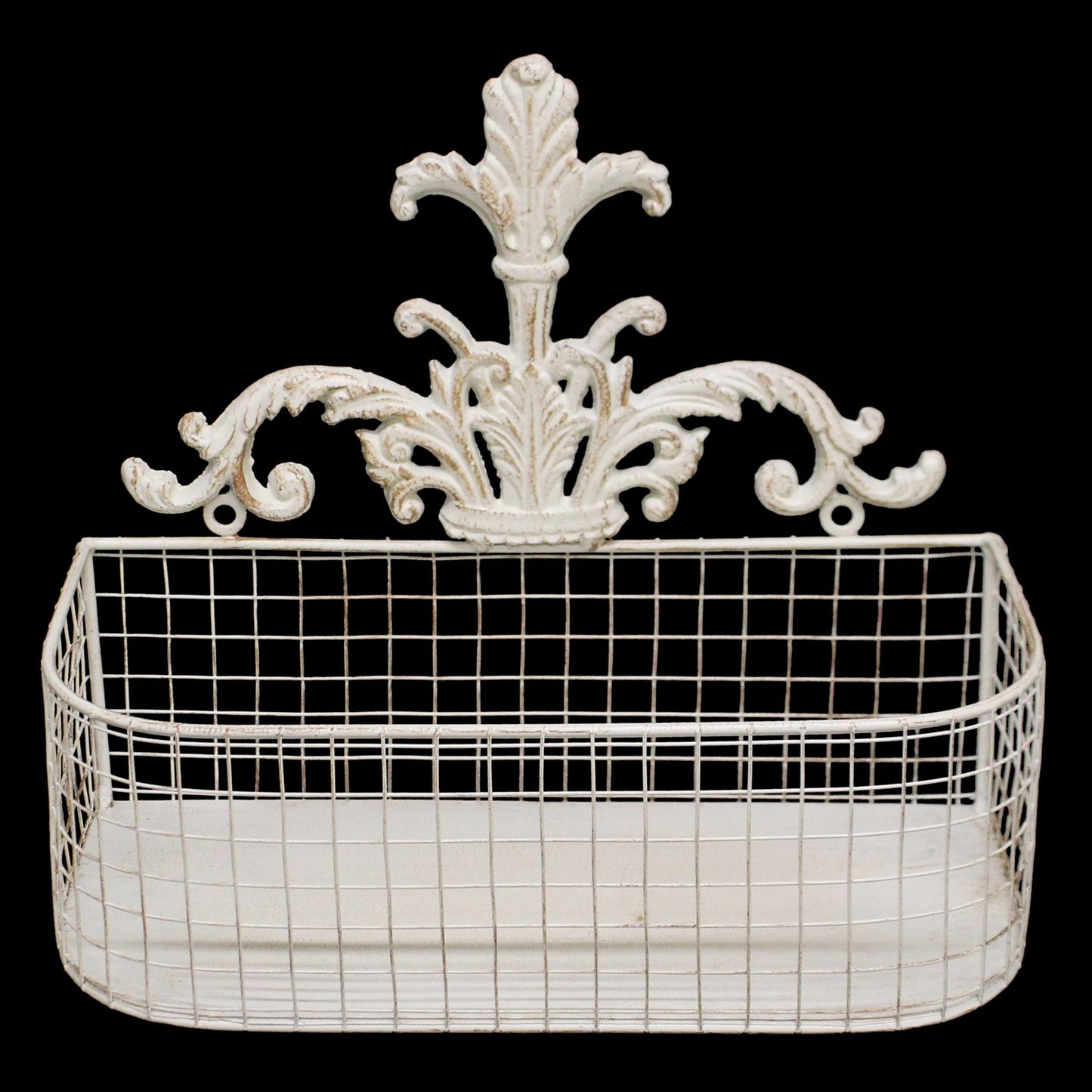 Set Of 2 Metal Wall Baskets In Cream - BerPar