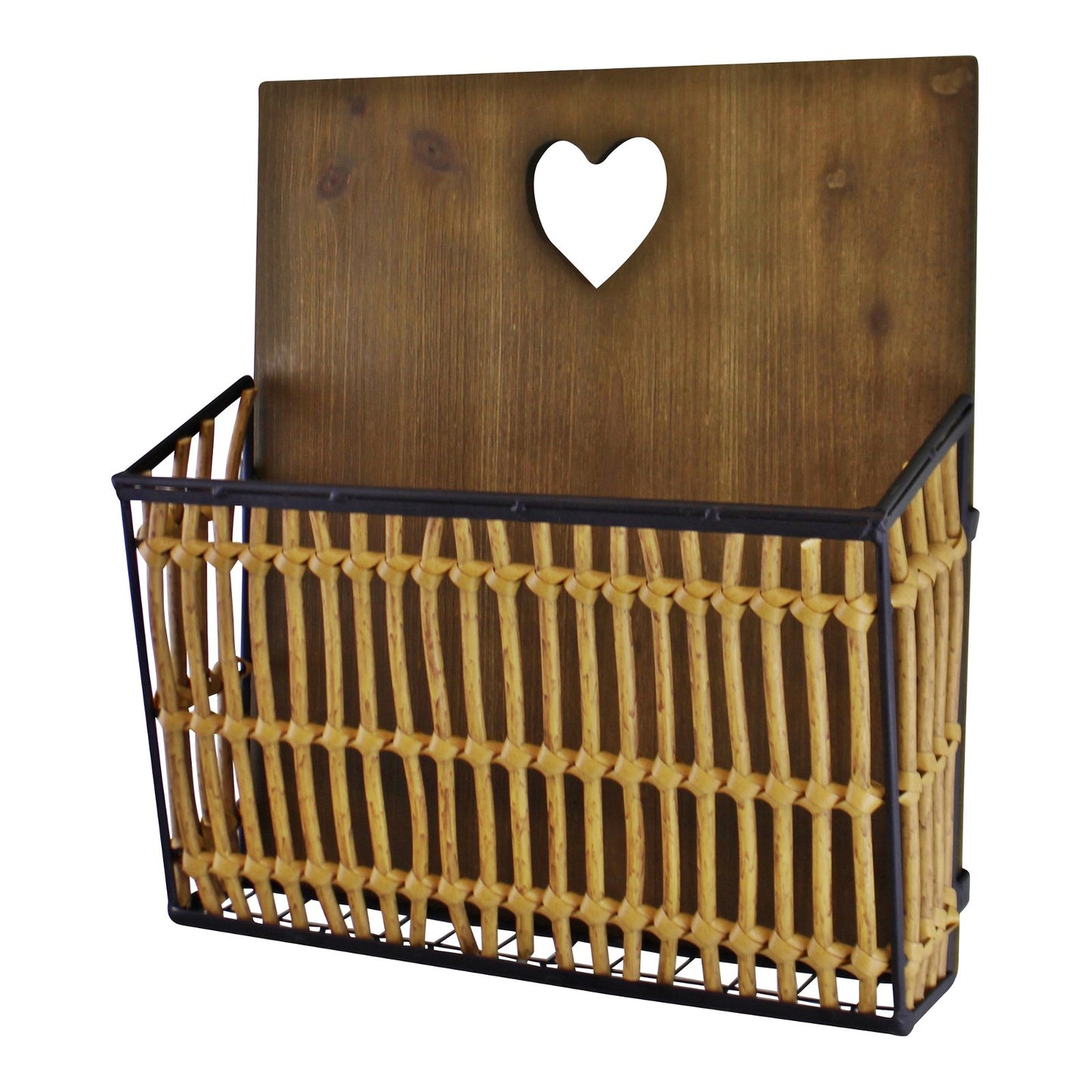 Metal & Wicker Wall Hanging Magazine Rack - BerPar