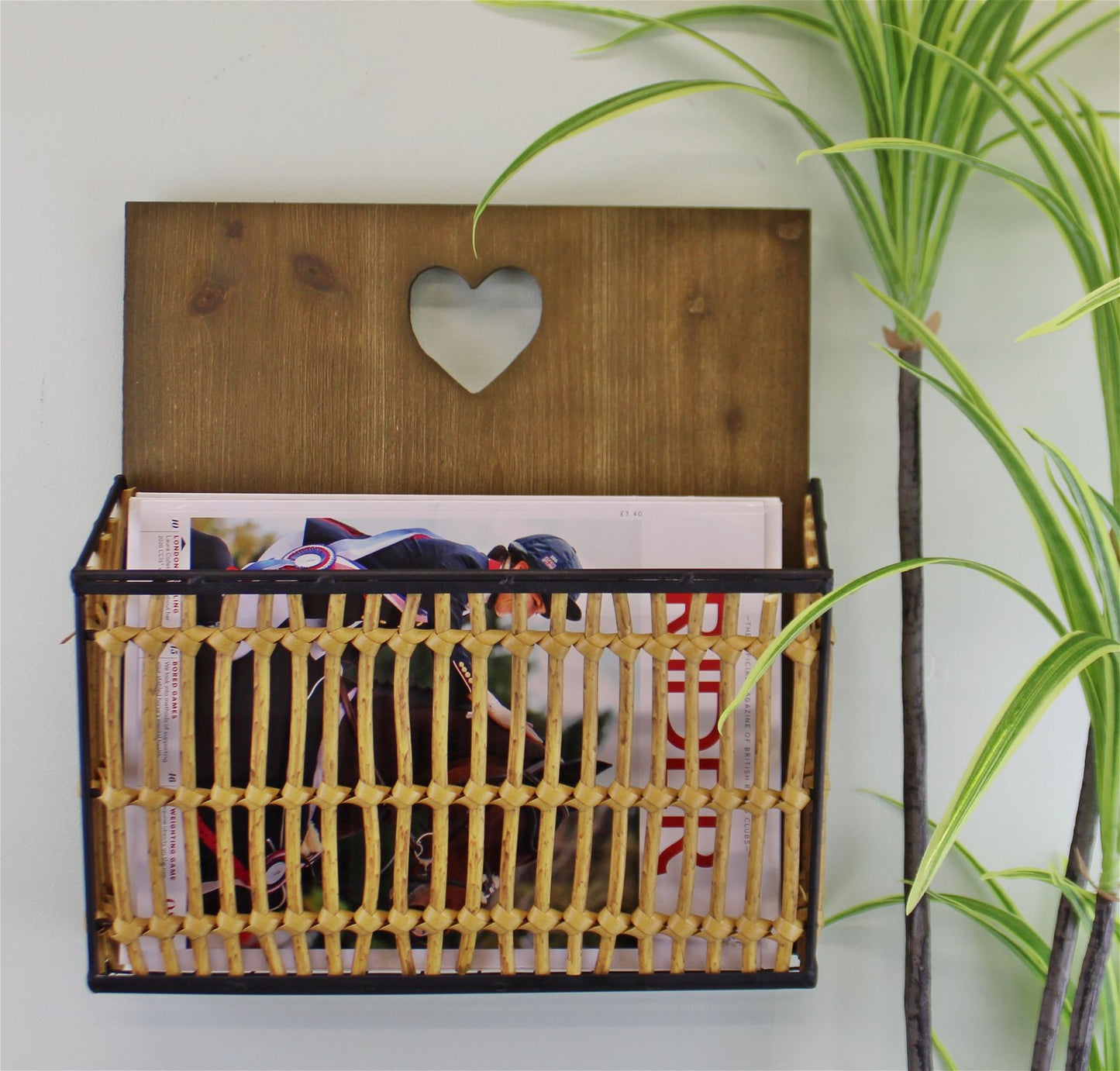 Metal & Wicker Wall Hanging Magazine Rack - BerPar