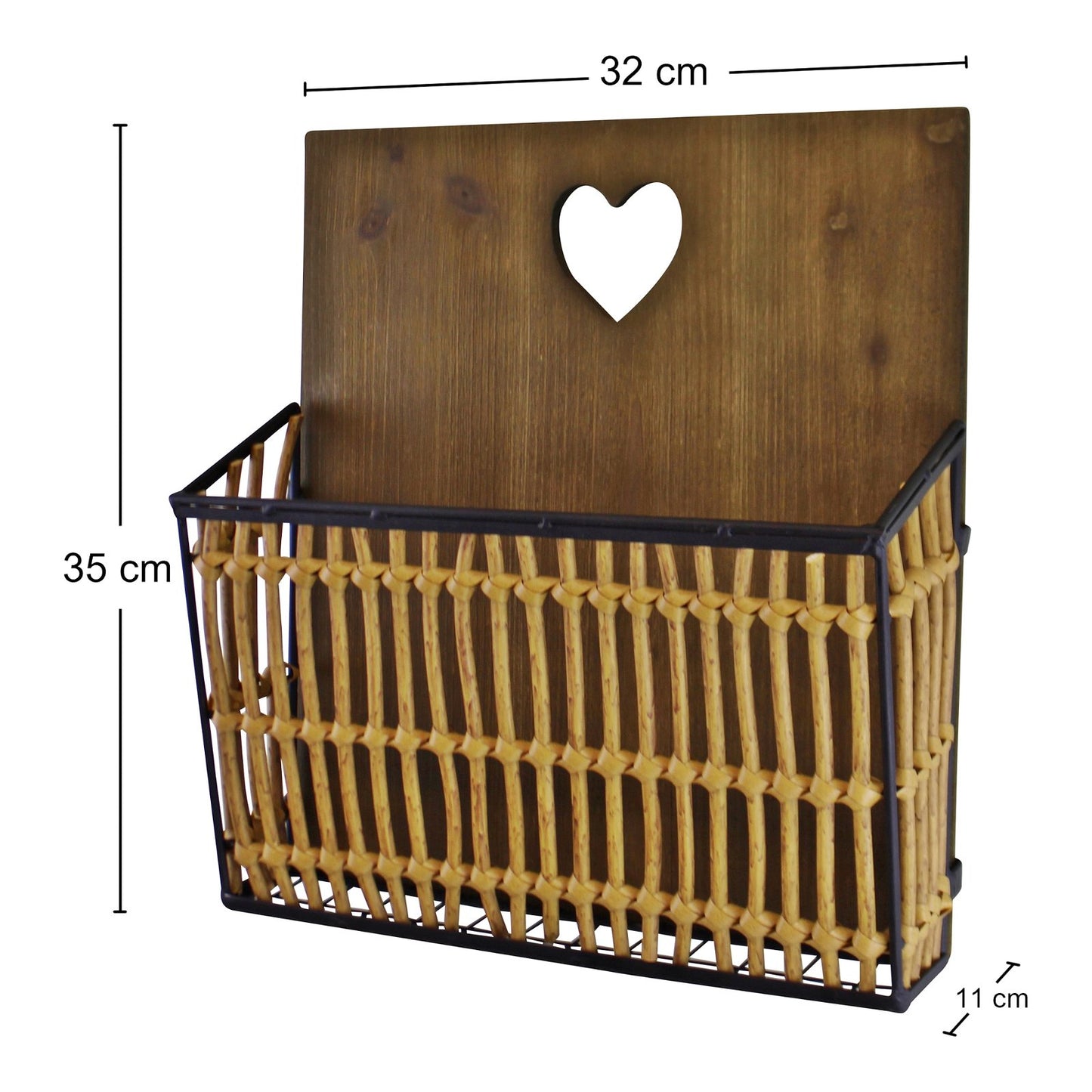 Metal & Wicker Wall Hanging Magazine Rack - BerPar