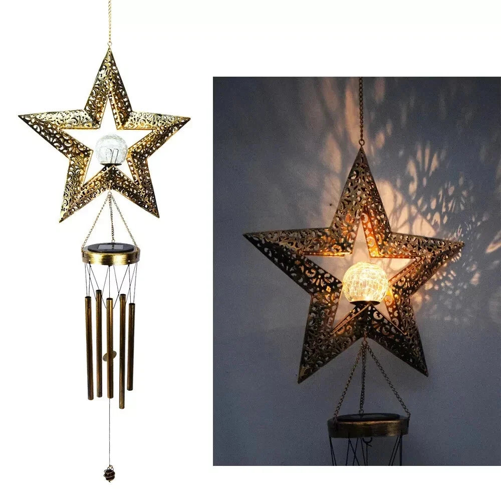 Solar hanging star chime light gift
