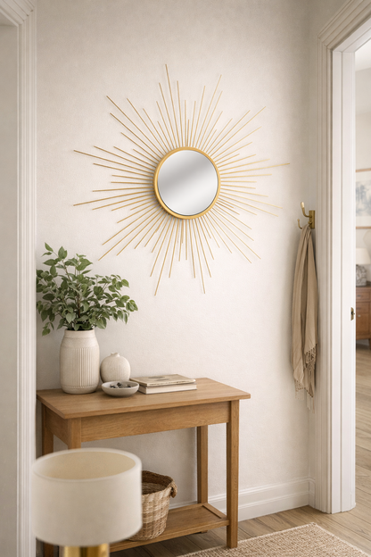 60cm Gold Wire Star Mirror - Decorative Wall Accent for Modern Home Decor
