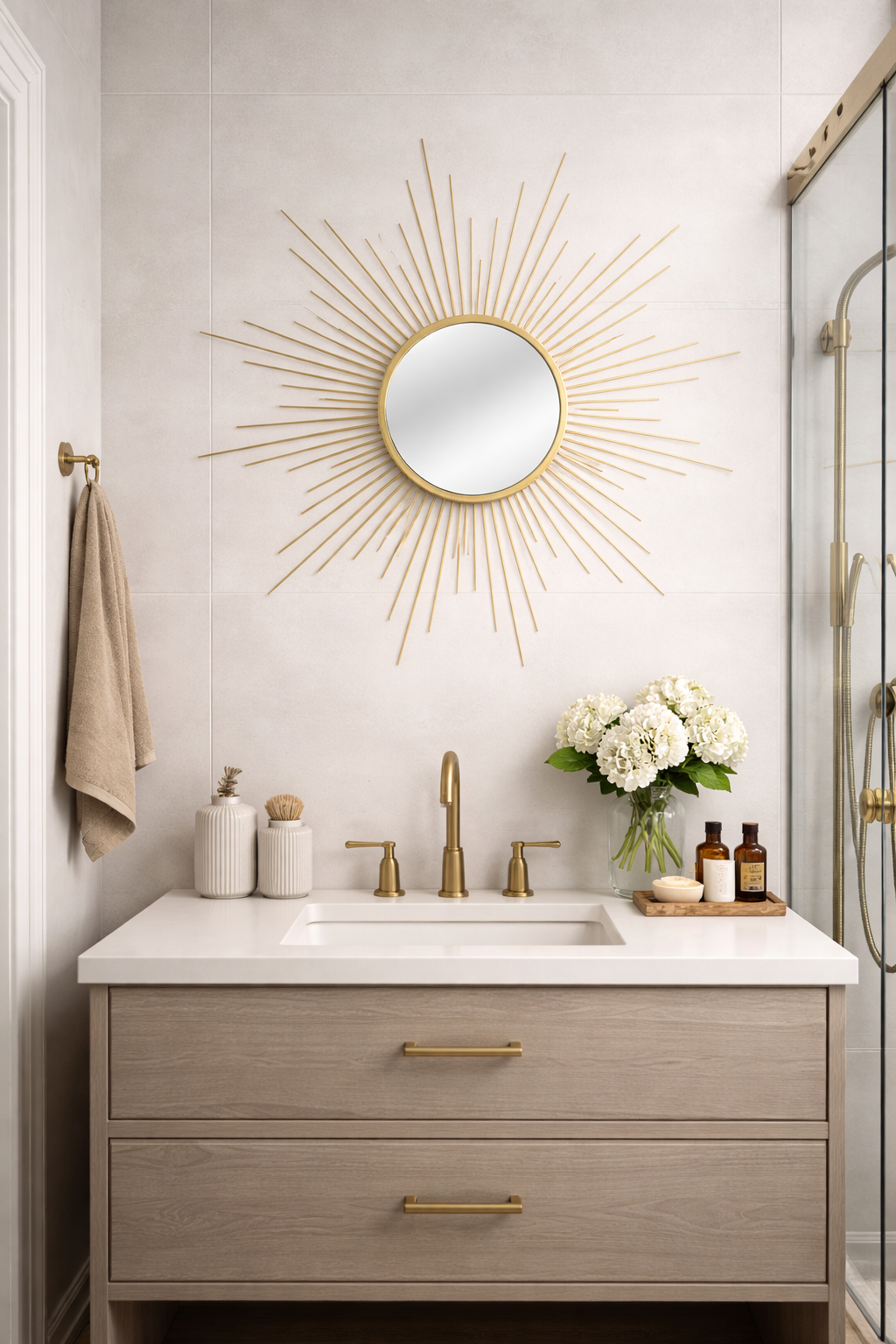 60cm Gold Wire Star Mirror - Decorative Wall Accent for Modern Home Decor