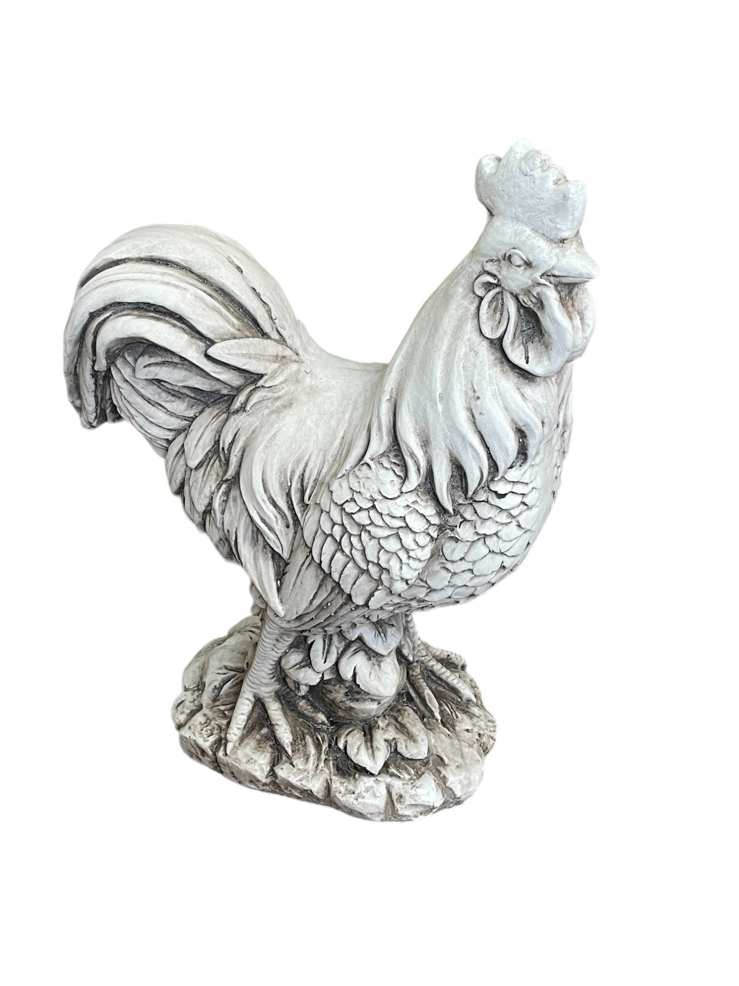 Stone Effect White Cockerel Statue - BerPar