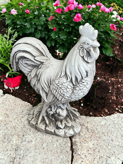 Stone Effect White Cockerel Statue - BerPar