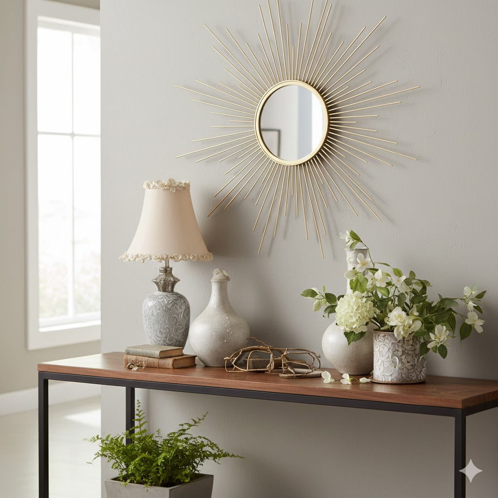 60cm Gold Wire Star Mirror - Decorative Wall Accent for Modern Home Decor