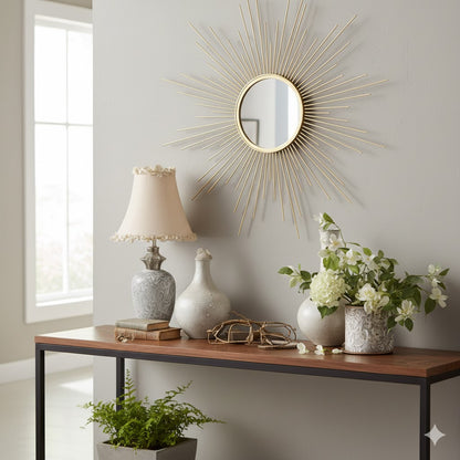 60cm Gold Wire Star Mirror - Decorative Wall Accent for Modern Home Decor