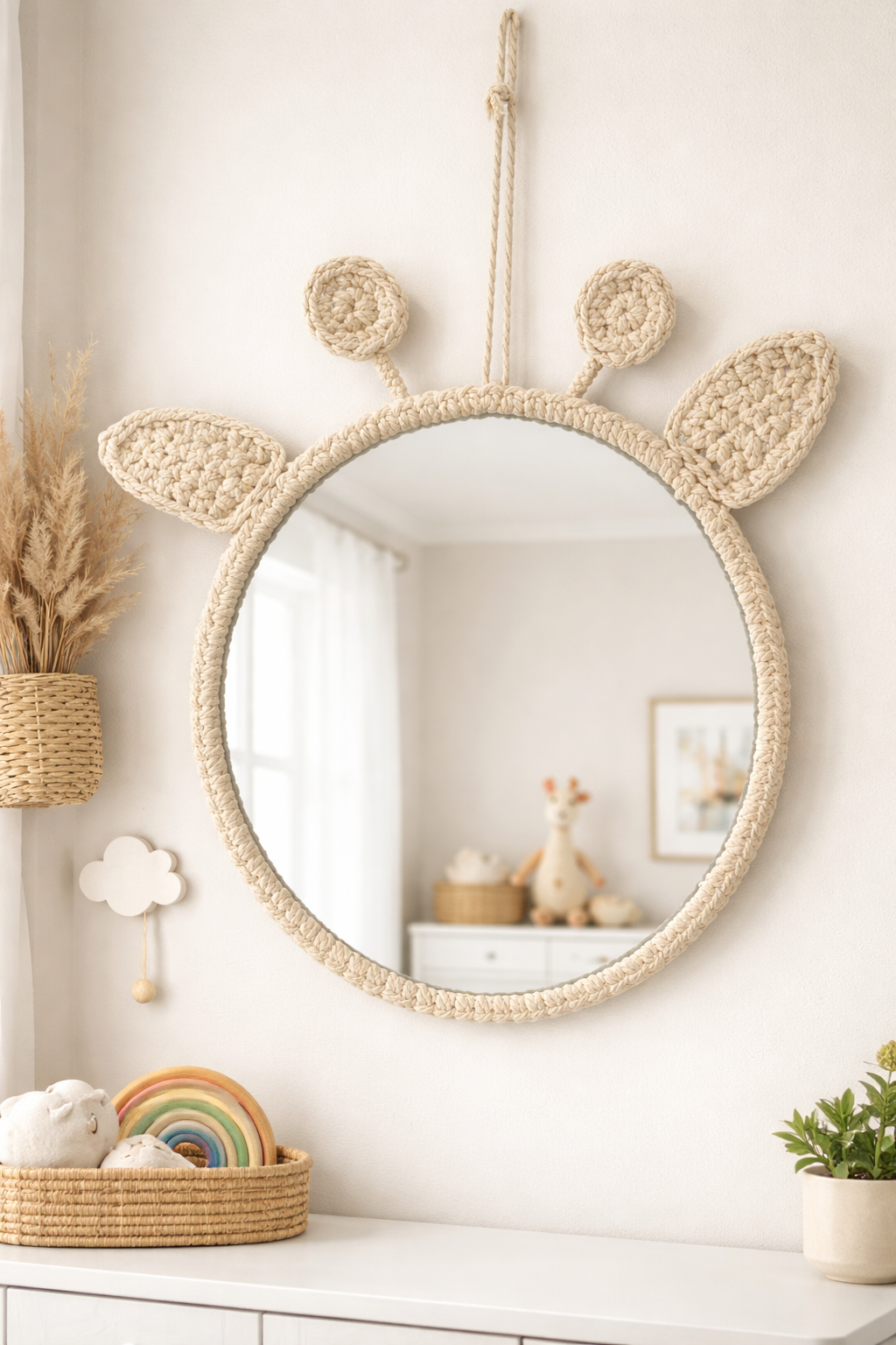 Cute giraffe wall mirror for kids room decor