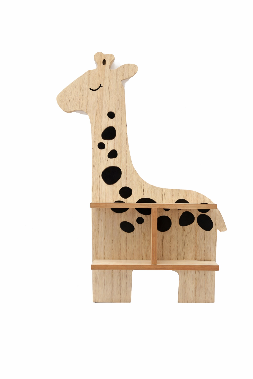 Wooden toy giraffe on a white background