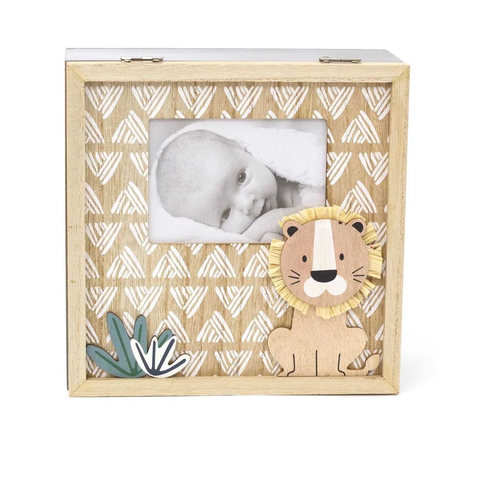 Lion Keepsake Memory Box with Photo Aperture - Decorative Storage for Cherished Memories - BerPar