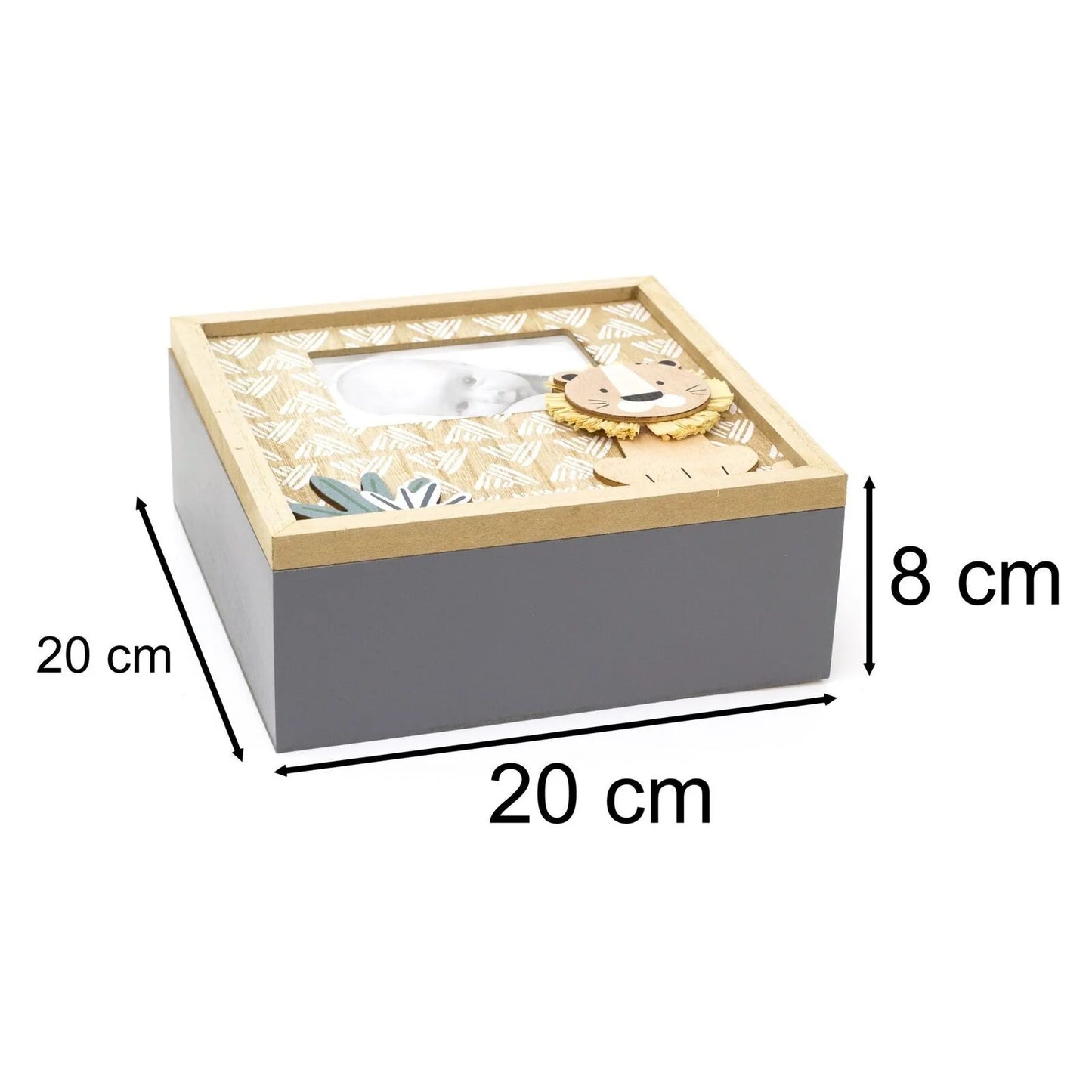 Lion Keepsake Memory Box with Photo Aperture - Decorative Storage for Cherished Memories - BerPar