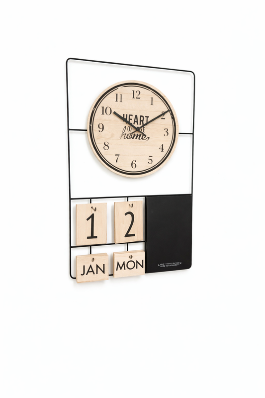 Wall clock with calendar display on a white background