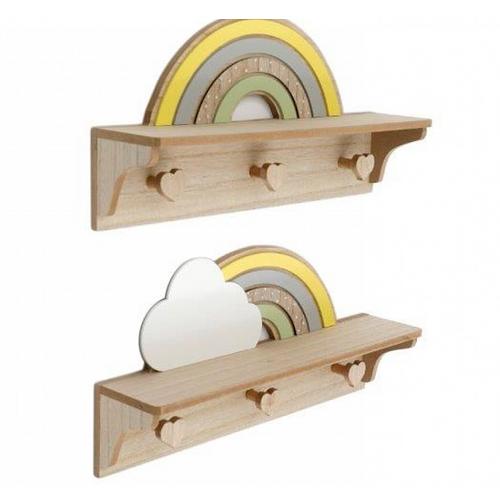 39.5cm Rainbow Shelf with Hooks - Colorful Wall Storage for Kids’ Rooms - BerPar