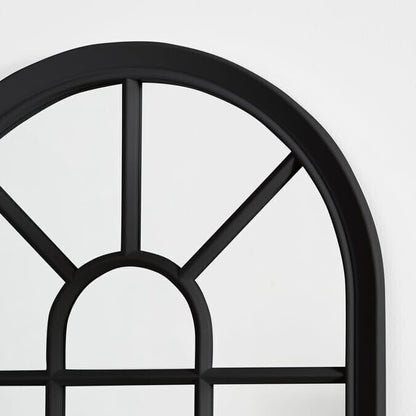 Rustic Black/White Arched Window Mirror - SOHO Style Wall Decor for Home - BerPar