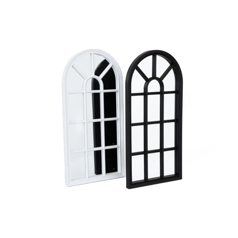 Rustic Black/White Arched Window Mirror - SOHO Style Wall Decor for Home - BerPar