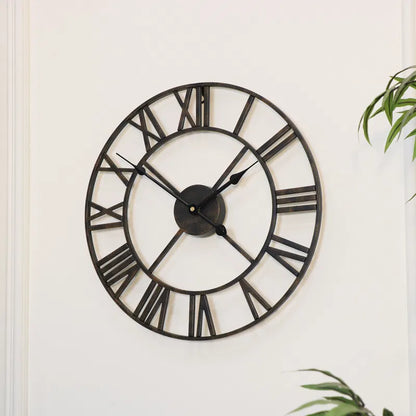 40cm Black Roman Numeral Wall Clock - Classic Decorative Timepiece for Home - BerPar