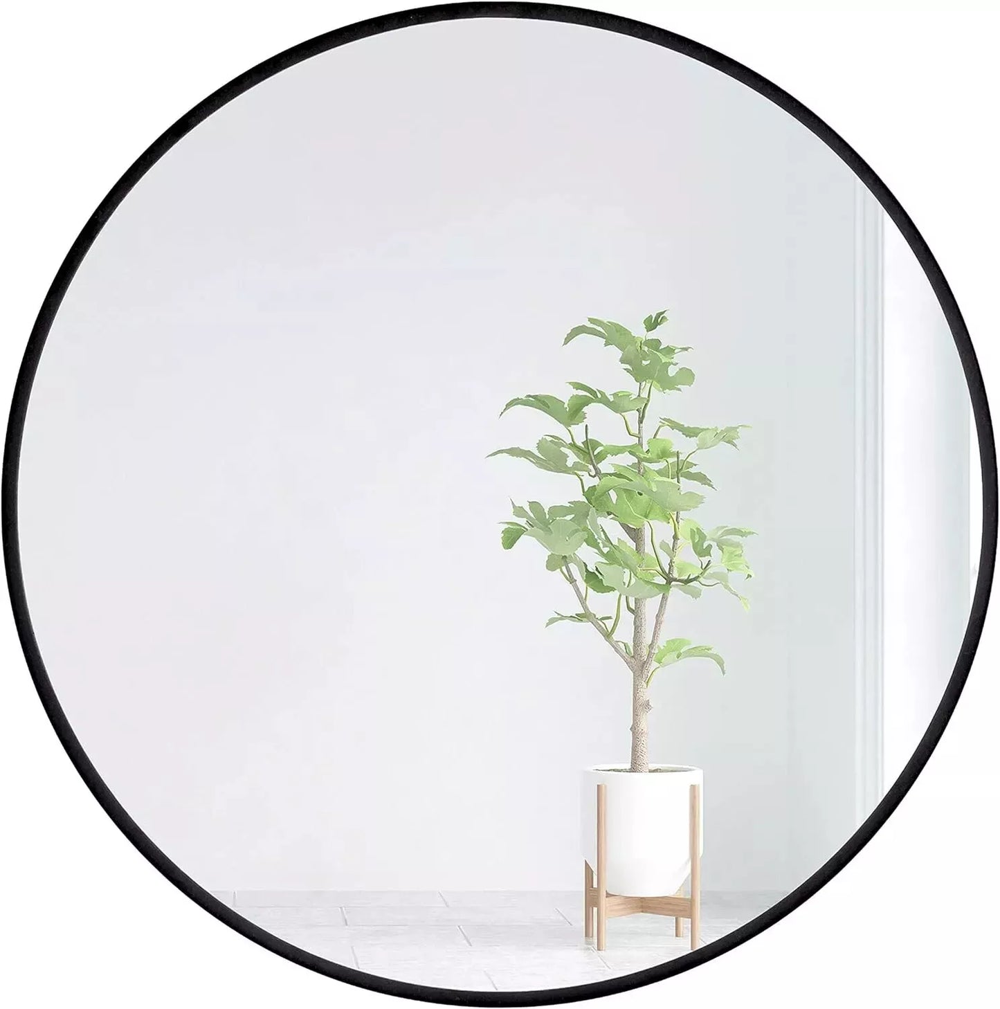 50cm Black Round Wall Mirror - Modern Wall-Mounted Vanity Mirror for Bathroom & Home Decor - BerPar