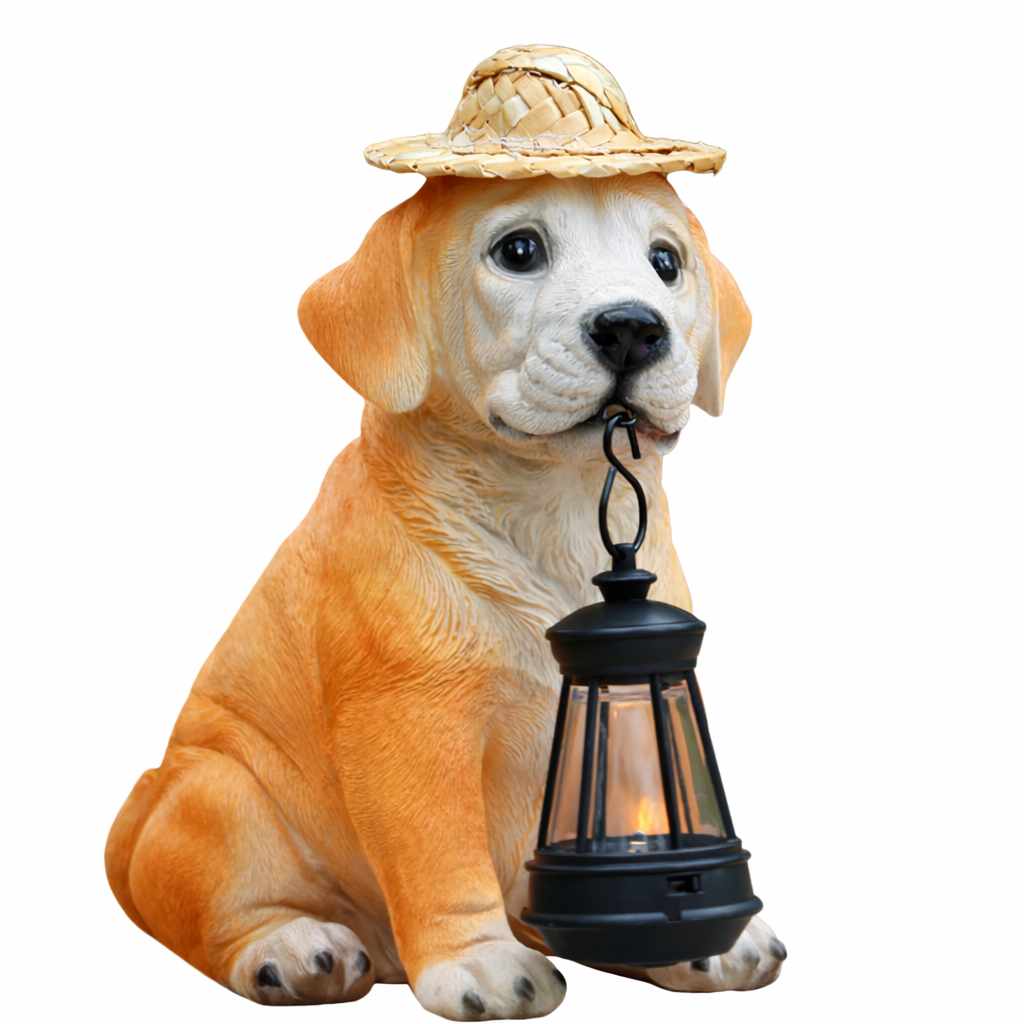 Weather resistant Labrador garden statue during daylight