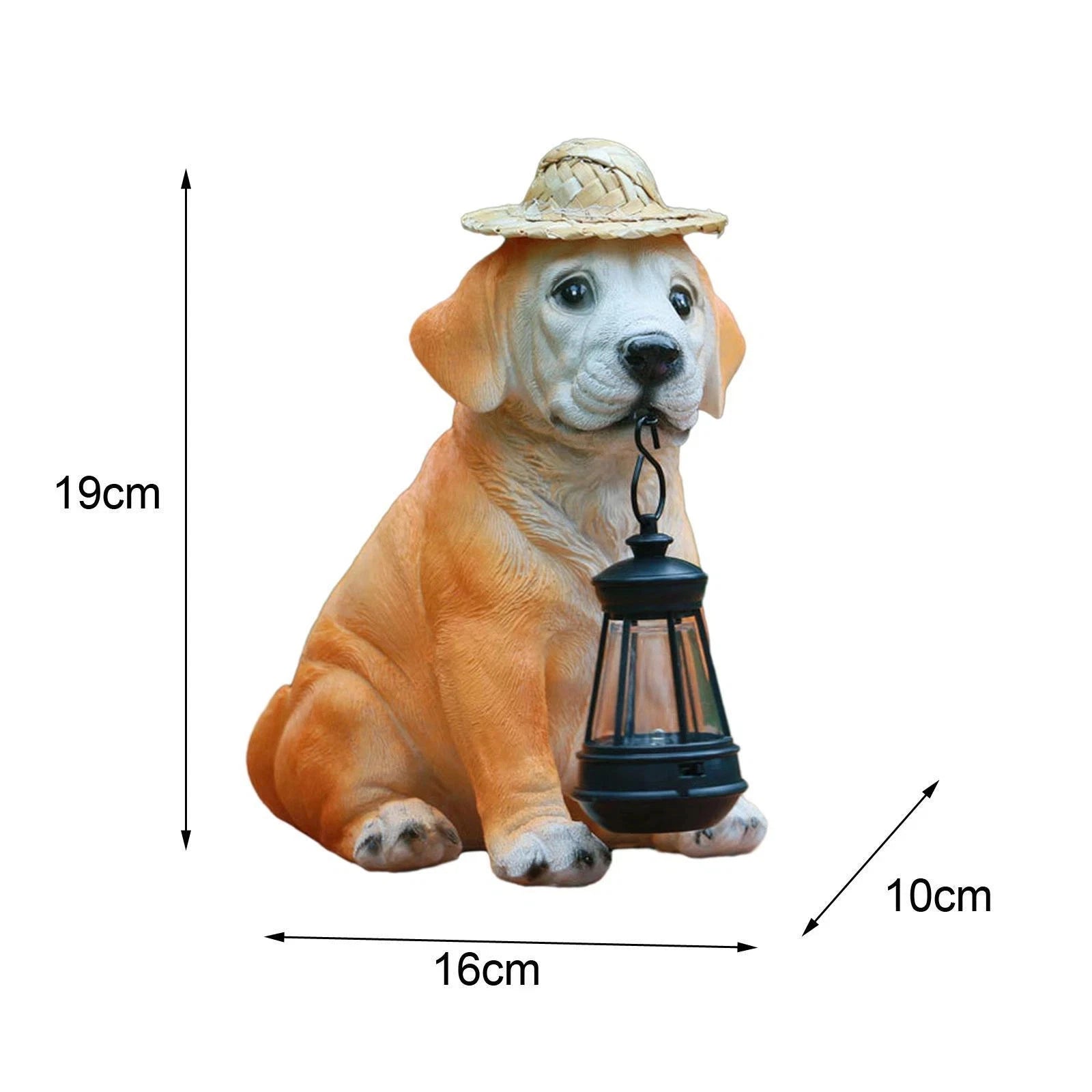 Dog-shaped lantern with dimensions on a white background