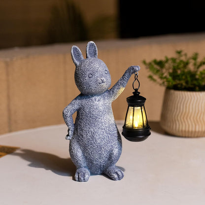 Resin solar rabbit decor placed on lawn or patio