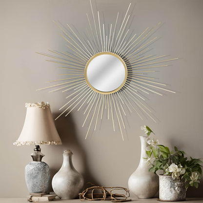 60cm Gold Wire Star Mirror - Decorative Wall Accent for Modern Home Decor - BerPar