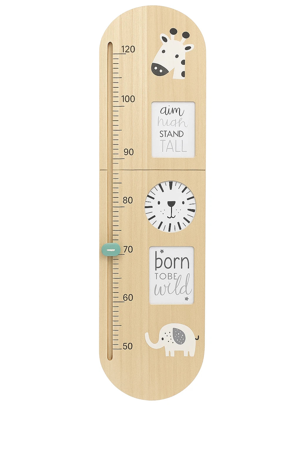 Wooden safari height chart with animal theme wall growth measure for kids nursery room